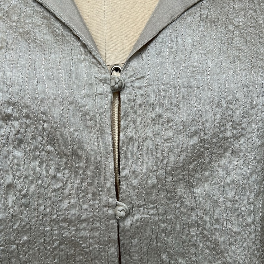 EILEEN FISHER | Silk Beechwood Shimmering Jacket Cardigan Lightweight Pewter M - Picture 11 of 12